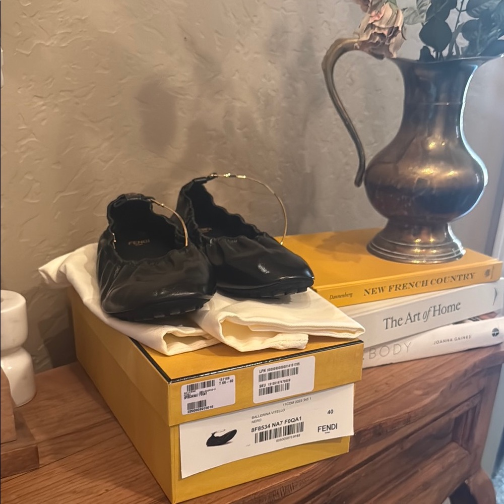 Fendi Glossy Black Flats 40